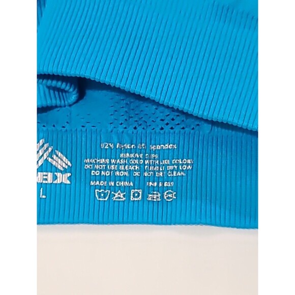 Lot 2 Reebok Strappy Mesh Stretch Sports Bras Teal Gray & Pink Mauve Camo Size L - Picture 10 of 10